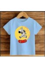 Çocuk Mavi Pamuklu Baskili T-shirt